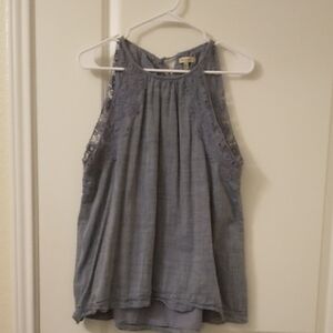 Women's Blue Lace Trim Top